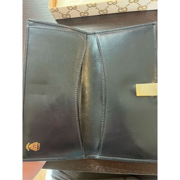 Gucci Bifold Long Card Purse Interlocking Leather Wallet Black GVUC - Picture 7 of 8